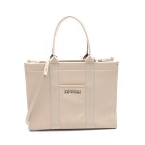 Balenciaga Everyday Tote Leather Canvas Bag Beige